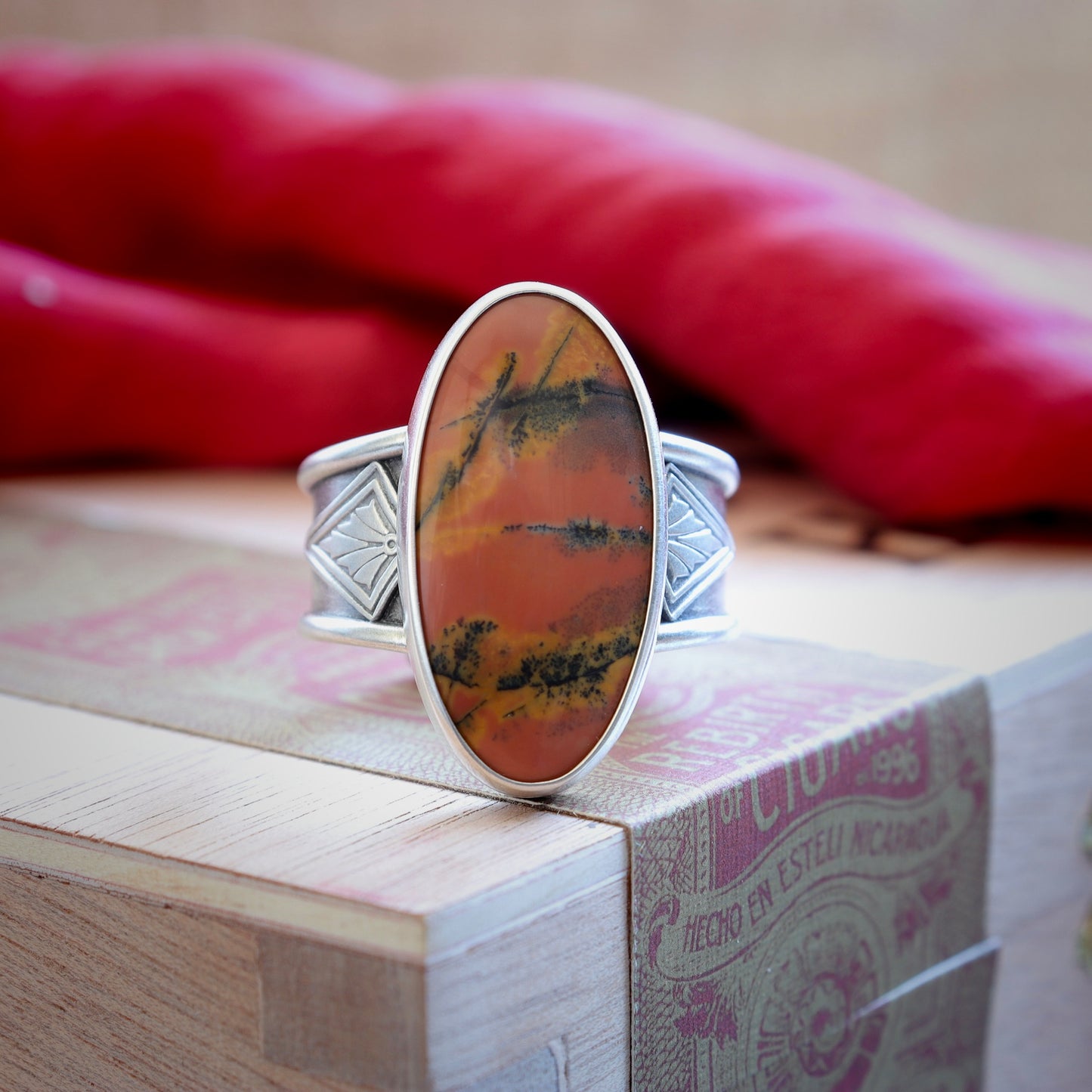 Yellow Feather Jasper Ring