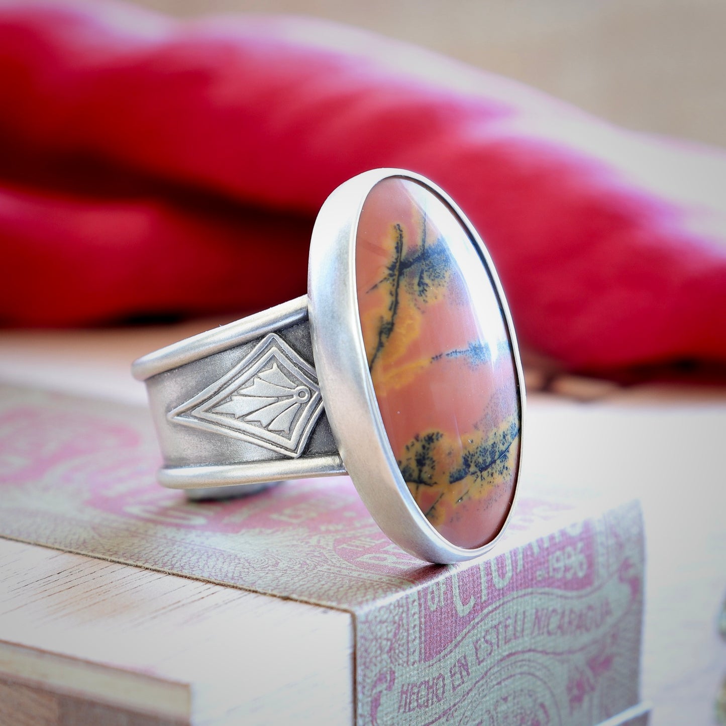 Yellow Feather Jasper Ring