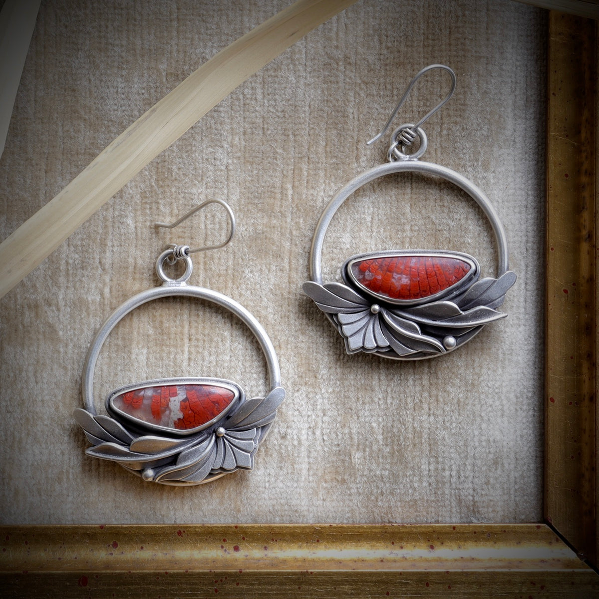 Red Horn Coral Earrings