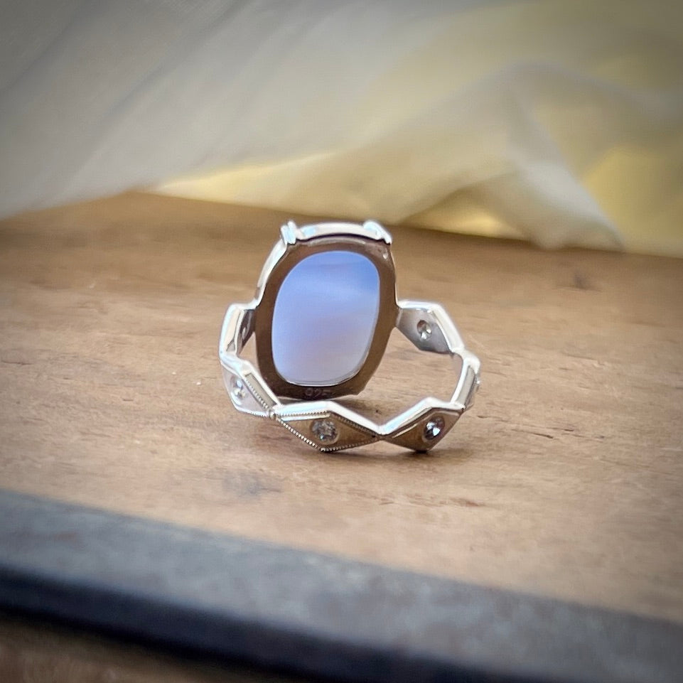 Chalcedony and Diamond Ring