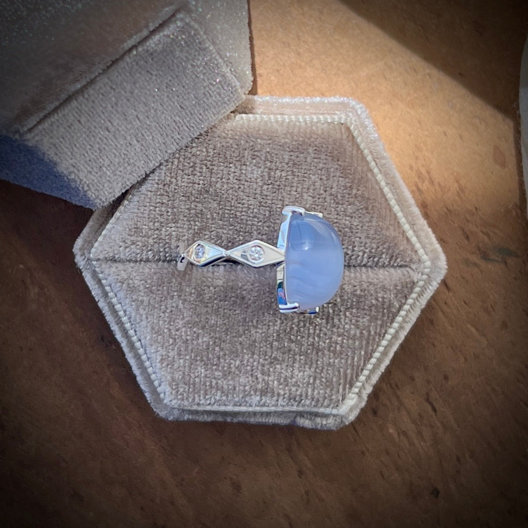 Chalcedony and Diamond Ring