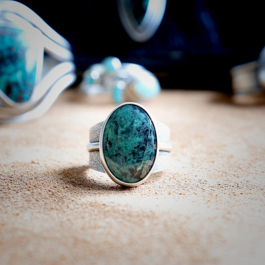 Black Pearl Variscite Ring