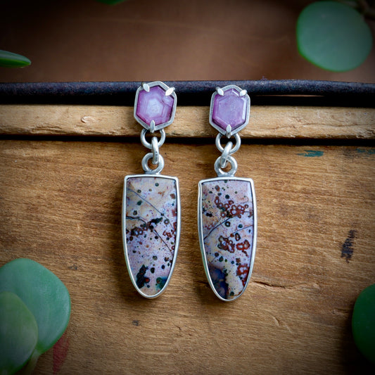Down River Jasper and Ruby Earrings